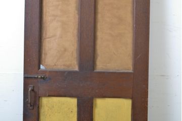 アンティーク建具　ペイント仕上げ限定　時を経て刻まれた風合いが趣あるガラス入りドア1枚(扉、木製扉、ガラス扉、玄関ドア)(R-063683)