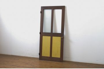 アンティーク建具　レトロな雰囲気づくりが叶うドア1枚(扉、木製扉、ガラス扉、玄関ドア)(R-063686)