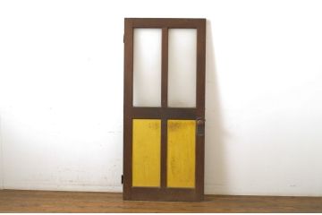 アンティーク建具　レトロな雰囲気づくりが叶うドア1枚(扉、木製扉、ガラス扉、玄関ドア)(R-063687)