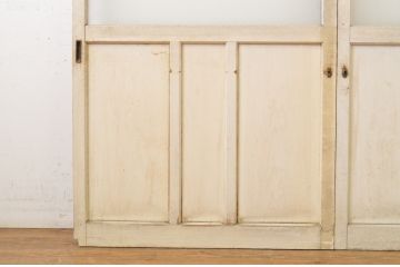 アンティーク建具　ペイント仕上げ限定　ペンキ　レトロな雰囲気漂うガラス戸2枚セット(引き戸)(R-063690)