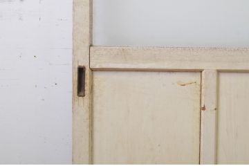 アンティーク建具　ペイント仕上げ限定　ペンキ　レトロな雰囲気漂うガラス戸2枚セット(引き戸)(R-063690)