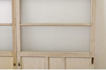 アンティーク建具　ペイント仕上げ限定　ペンキ　レトロな雰囲気漂うガラス戸2枚セット(引き戸)(R-063690)