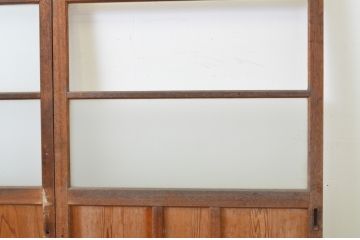 アンティーク建具　ペイント仕上げ限定　ペンキ　レトロな雰囲気漂うガラス戸2枚セット(引き戸)(R-063690)