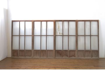 アンティーク建具　経年を感じる風合いが魅力のガラス戸4枚セット(引き戸、建具)(R-063691)