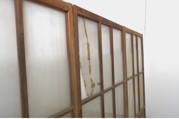 アンティーク建具　経年を感じる風合いが魅力のガラス戸4枚セット(引き戸、建具)(R-063691)