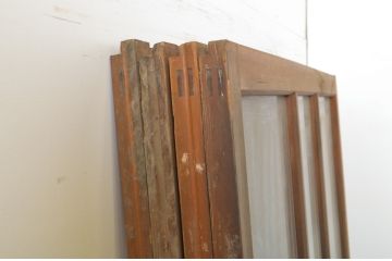 アンティーク建具　経年を感じる風合いが魅力のガラス戸4枚セット(引き戸、建具)(R-063691)
