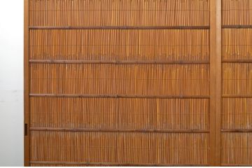 アンティーク建具　涼しげな和の空間づくりにおすすめ夏戸2枚セット(簾戸、御簾戸、簀戸、葭戸、夏障子、引き戸、建具)(R-063692)
