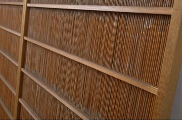 アンティーク建具　涼しげな和の空間づくりにおすすめ夏戸2枚セット(簾戸、御簾戸、簀戸、葭戸、夏障子、引き戸、建具)(R-063692)