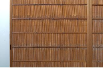 アンティーク建具　涼しげな和の空間づくりにおすすめ夏戸2枚セット(簾戸、御簾戸、簀戸、葭戸、夏障子、引き戸、建具)(R-063693)
