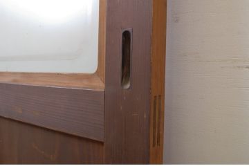 アンティーク建具　ラフジュオリジナルステンドグラス入り　キレイな木目が上品なガラス帯戸2枚セット(板戸、引き戸、ガラス戸)(R-063699)