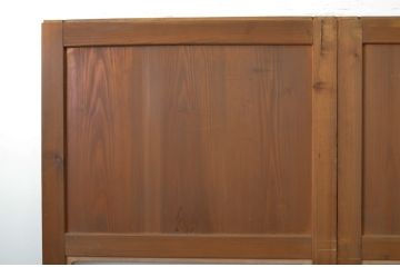 アンティーク建具　ラフジュオリジナルステンドグラス入り　キレイな木目が上品なガラス帯戸2枚セット(板戸、引き戸、ガラス戸)(R-063699)