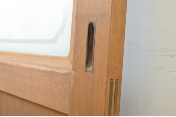 アンティーク建具　ラフジュオリジナルステンドグラス入り　キレイな木目が上品なガラス帯戸2枚セット(板戸、引き戸、ガラス戸)(R-063699)