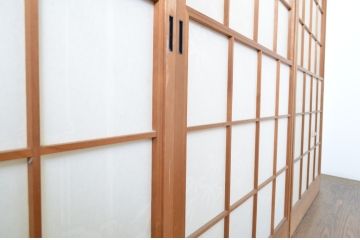 レトロ建具　昭和レトロ　落ち着いた和の空間づくりにおすすめな雪見障子戸4枚セット(建具、擦り上げ障子戸、擦上障子戸、引き戸)(R-063703)