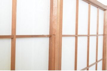 レトロ建具　昭和レトロ　落ち着いた和の空間づくりにおすすめな雪見障子戸4枚セット(建具、擦り上げ障子戸、擦上障子戸、引き戸)(R-063703)