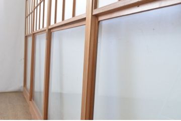レトロ建具　昭和レトロ　落ち着いた和の空間づくりにおすすめな雪見障子戸4枚セット(建具、擦り上げ障子戸、擦上障子戸、引き戸)(R-063703)