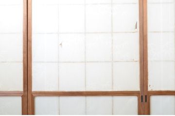 レトロ建具　昭和レトロ　落ち着いた和の空間づくりにおすすめな雪見障子戸4枚セット(建具、擦り上げ障子戸、擦上障子戸、引き戸)(R-063703)