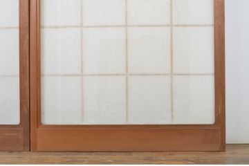 レトロ建具　昭和レトロ　落ち着いた和の空間づくりにおすすめな雪見障子戸4枚セット(建具、擦り上げ障子戸、擦上障子戸、引き戸)(R-063703)
