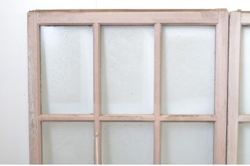 アンティーク建具　ペイント仕上げ限定　ピンクの色味が可愛らしいペイントガラス窓4枚セット(引き戸、ガラス戸)(R-063705)