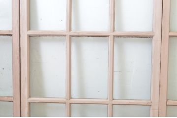 アンティーク建具　ペイント仕上げ限定　ピンクの色味が可愛らしいペイントガラス窓4枚セット(引き戸、ガラス戸)(R-063705)