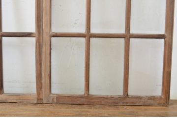 アンティーク建具　ペイント仕上げ限定　ピンクの色味が可愛らしいペイントガラス窓4枚セット(引き戸、ガラス戸)(R-063705)