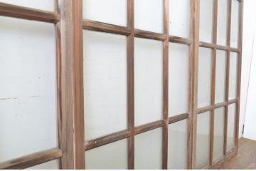 アンティーク建具　ペイント仕上げ限定　ピンクの色味が可愛らしいペイントガラス窓4枚セット(引き戸、ガラス戸)(R-063705)