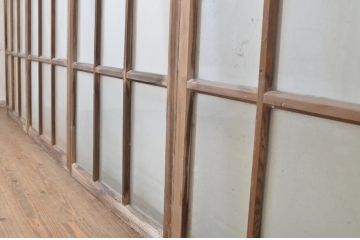 アンティーク建具　ペイント仕上げ限定　ピンクの色味が可愛らしいペイントガラス窓4枚セット(引き戸、ガラス戸)(R-063705)