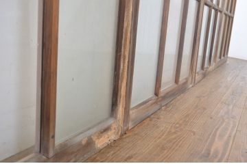 アンティーク建具　ペイント仕上げ限定　ピンクの色味が可愛らしいペイントガラス窓4枚セット(引き戸、ガラス戸)(R-063705)