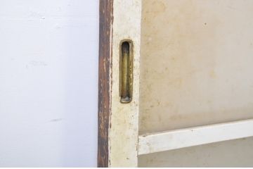 アンティーク建具　ペイント仕上げ限定　レトロな雰囲気づくりにおすすめ!白のペイントが印象的なガラス戸2枚セット(引き戸)(R-063706)