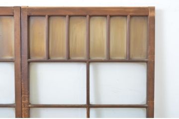アンティーク建具　大正ロマン　両面面取りの上手物!木のぬくもり感じる色味が魅力のガラス戸2枚セット(引き戸)(R-063708)