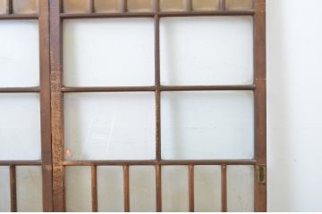 アンティーク建具　大正ロマン　両面面取りの上手物!木のぬくもり感じる色味が魅力のガラス戸2枚セット(引き戸)(R-063708)