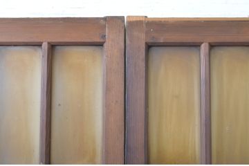 アンティーク建具　大正ロマン　両面面取りの上手物!木のぬくもり感じる色味が魅力のガラス戸2枚セット(引き戸)(R-063708)