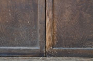 アンティーク建具　大正ロマン　両面面取りの上手物!木のぬくもり感じる色味が魅力のガラス戸2枚セット(引き戸)(R-063708)