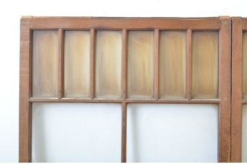 アンティーク建具　大正ロマン　両面面取りの上手物!木のぬくもり感じる色味が魅力のガラス戸2枚セット(引き戸)(R-063708)