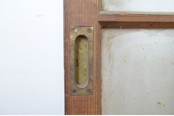 アンティーク建具　大正ロマン　両面面取りの上手物!木のぬくもり感じる色味が魅力のガラス戸2枚セット(引き戸)(R-063708)
