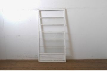 アンティーク建具　ペイント　モールガラス入りのおしゃれなガラス戸1枚(引き戸)(R-063710)