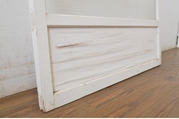 アンティーク建具　ペイント　モールガラス入りのおしゃれなガラス戸1枚(引き戸)(R-063710)