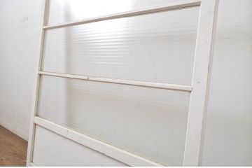 アンティーク建具　ペイント　モールガラス入りのおしゃれなガラス戸1枚(引き戸)(R-063710)