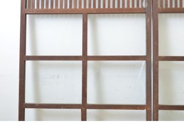 アンティーク建具　格子入り　昭和の懐かしさを感じさせるガラス戸2枚セット(格子戸、引き戸)(R-063711)