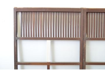 アンティーク建具　格子入り　昭和の懐かしさを感じさせるガラス戸2枚セット(格子戸、引き戸)(R-063711)