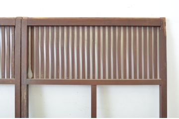 アンティーク建具　格子入り　昭和の懐かしさを感じさせるガラス戸2枚セット(格子戸、引き戸)(R-063711)