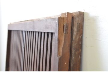 アンティーク建具　格子入り　昭和の懐かしさを感じさせるガラス戸2枚セット(格子戸、引き戸)(R-063711)