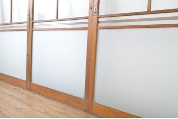 アンティーク建具　昭和レトロな雰囲気を感じさせるガラス戸4枚セット(引き戸)(R-063713)