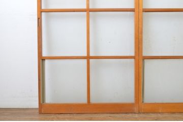 アンティーク建具　昭和レトロな雰囲気漂うガラス戸2枚セット(引き戸)(R-063715)