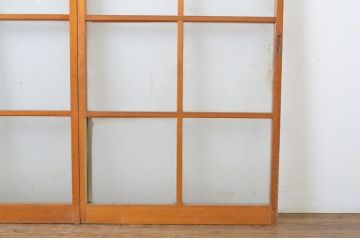 アンティーク建具　昭和レトロな雰囲気漂うガラス戸2枚セット(引き戸)(R-063715)