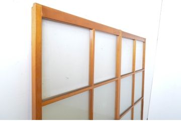 アンティーク建具　昭和レトロな雰囲気漂うガラス戸2枚セット(引き戸)(R-063715)