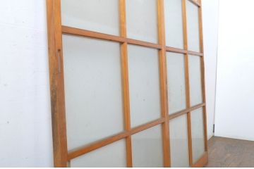 アンティーク建具　昭和レトロな雰囲気漂うガラス戸2枚セット(引き戸)(R-063715)