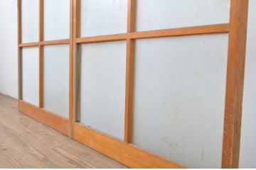 アンティーク建具　昭和レトロな雰囲気漂うガラス戸2枚セット(引き戸)(R-063715)