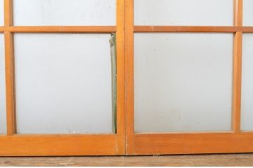 アンティーク建具　昭和レトロな雰囲気漂うガラス戸2枚セット(引き戸)(R-063715)