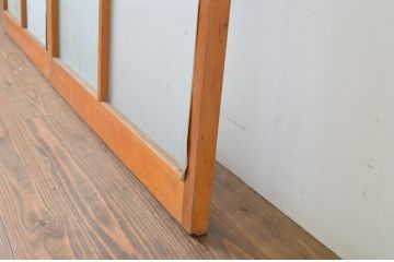 アンティーク建具　昭和レトロな雰囲気漂うガラス戸2枚セット(引き戸)(R-063715)