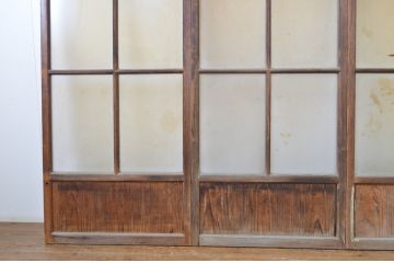 アンティーク建具　どこか懐かしい雰囲気漂う幅狭ガラス戸4枚セット(引き戸)(R-063716)
